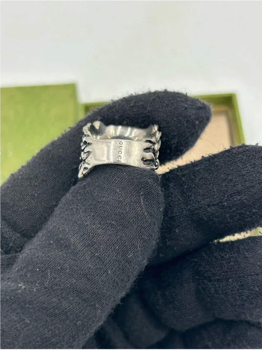 Unisex, Gucci, age, silver Lionhead ring, open mouth, roaring expression, size 8